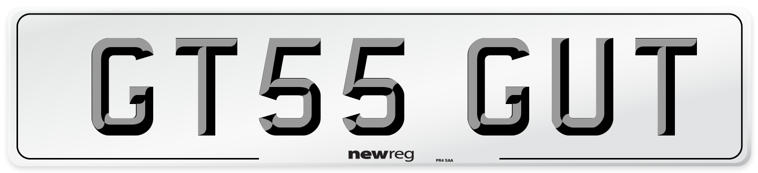 GT55 GUT Number Plate from New Reg